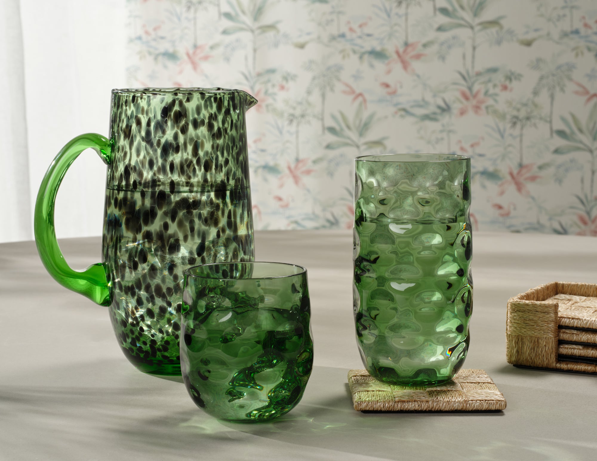 Halsey Forest Green Acrylic Tumbler Glasses Set/6 - Thumbnail 2