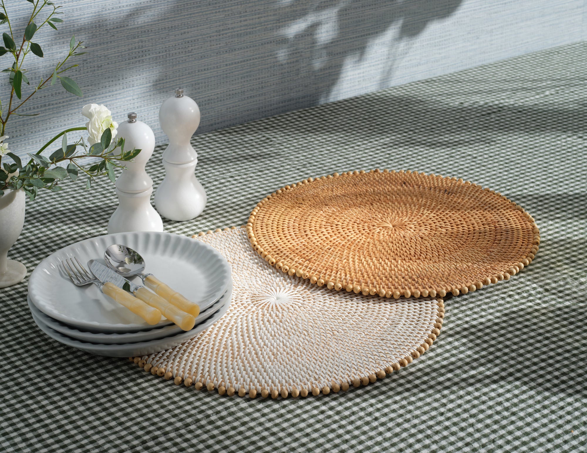 Cassia White/Natural Rattan/Wood Placemats Set Of 4 - Thumbnail 5