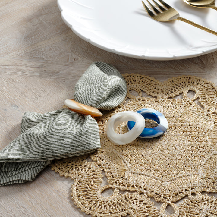 Tansy White Swirled Resin Napkin Rings (Set of 4)