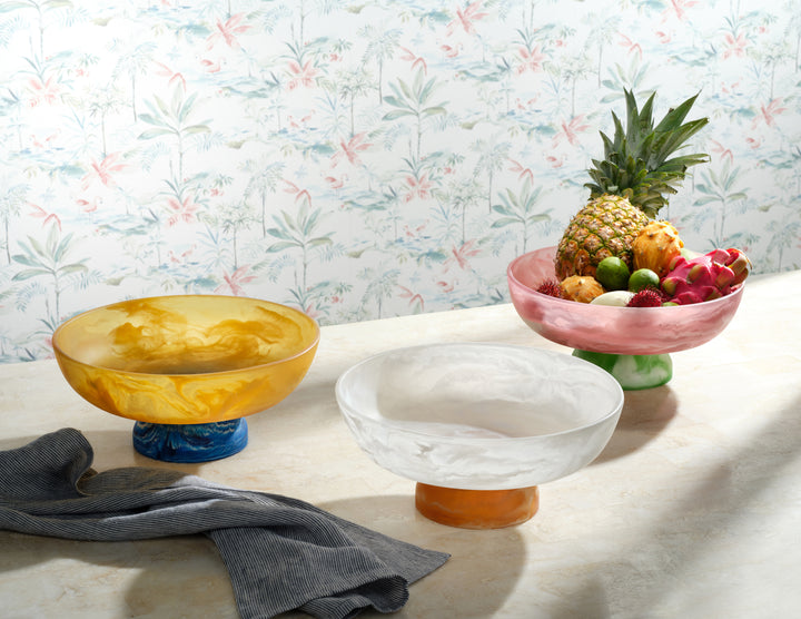 Benno White/Amber Swirled Swirled Fruit Bowl