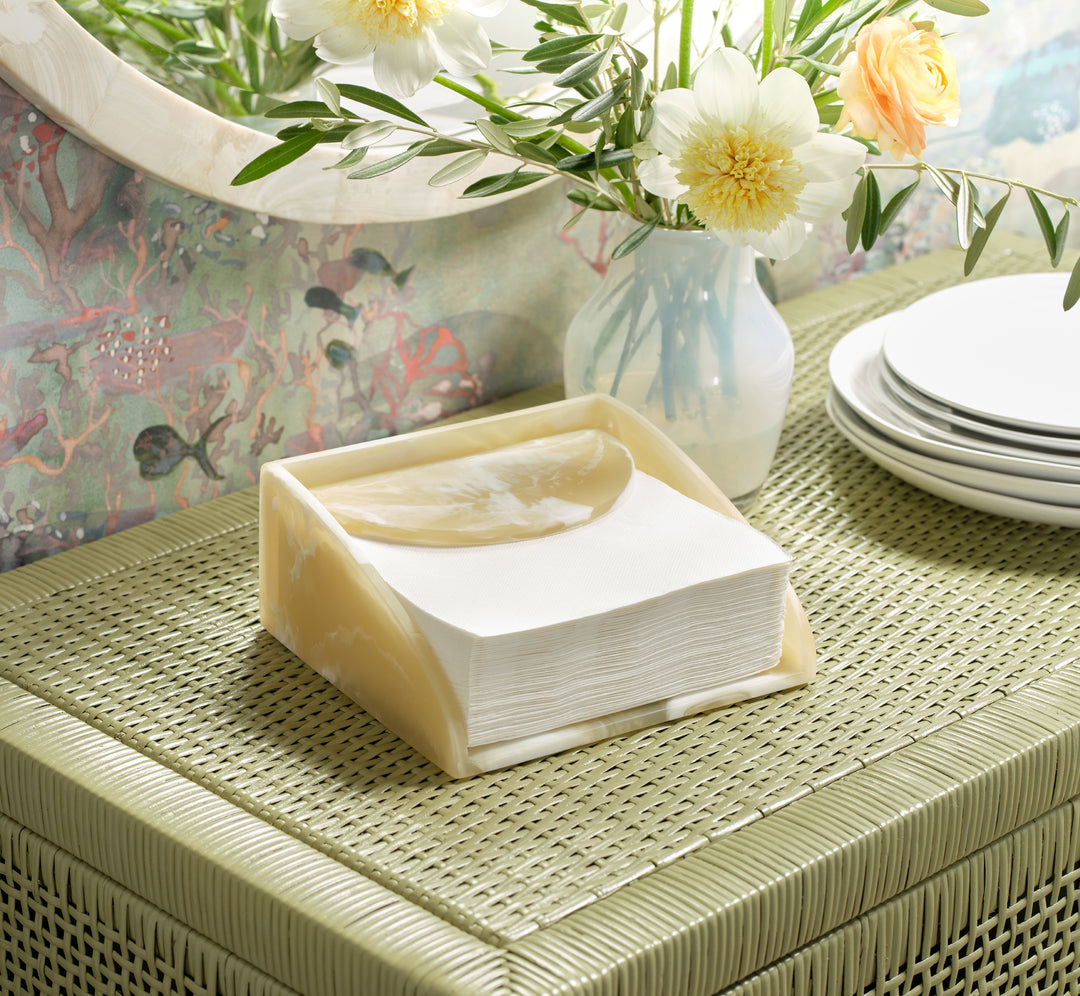 Sandro Ivory Swirled Resin Luncheon Napkin Holder