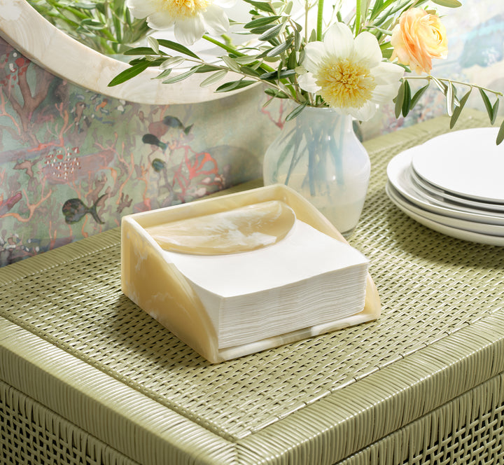 Sandro Ivory Swirled Resin Luncheon Napkin Holder