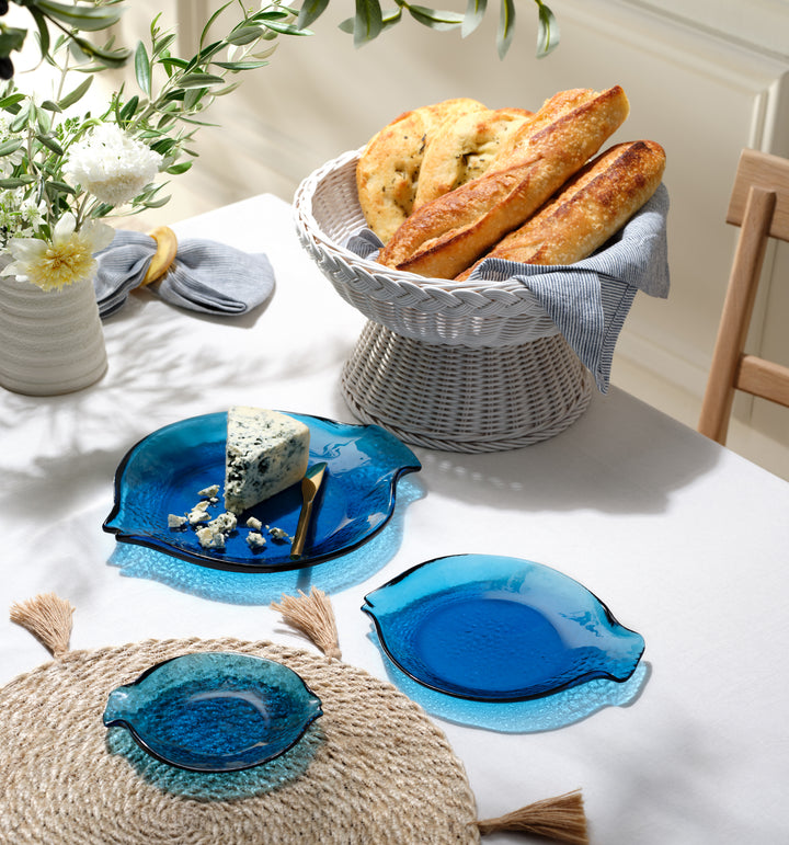 Blaire Dark Sapphire Glass Small Serving Platters Set/4
