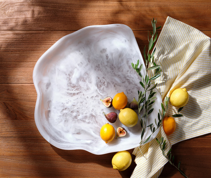 Beatrix White Swirled Extra Large Resin Serving Trays