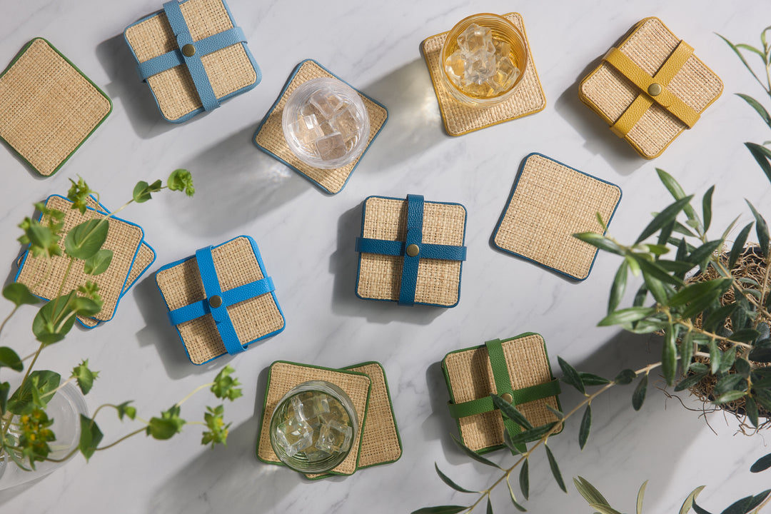 Kenneth Natural/Dandelion Coasters w/ Strap Set Of 6