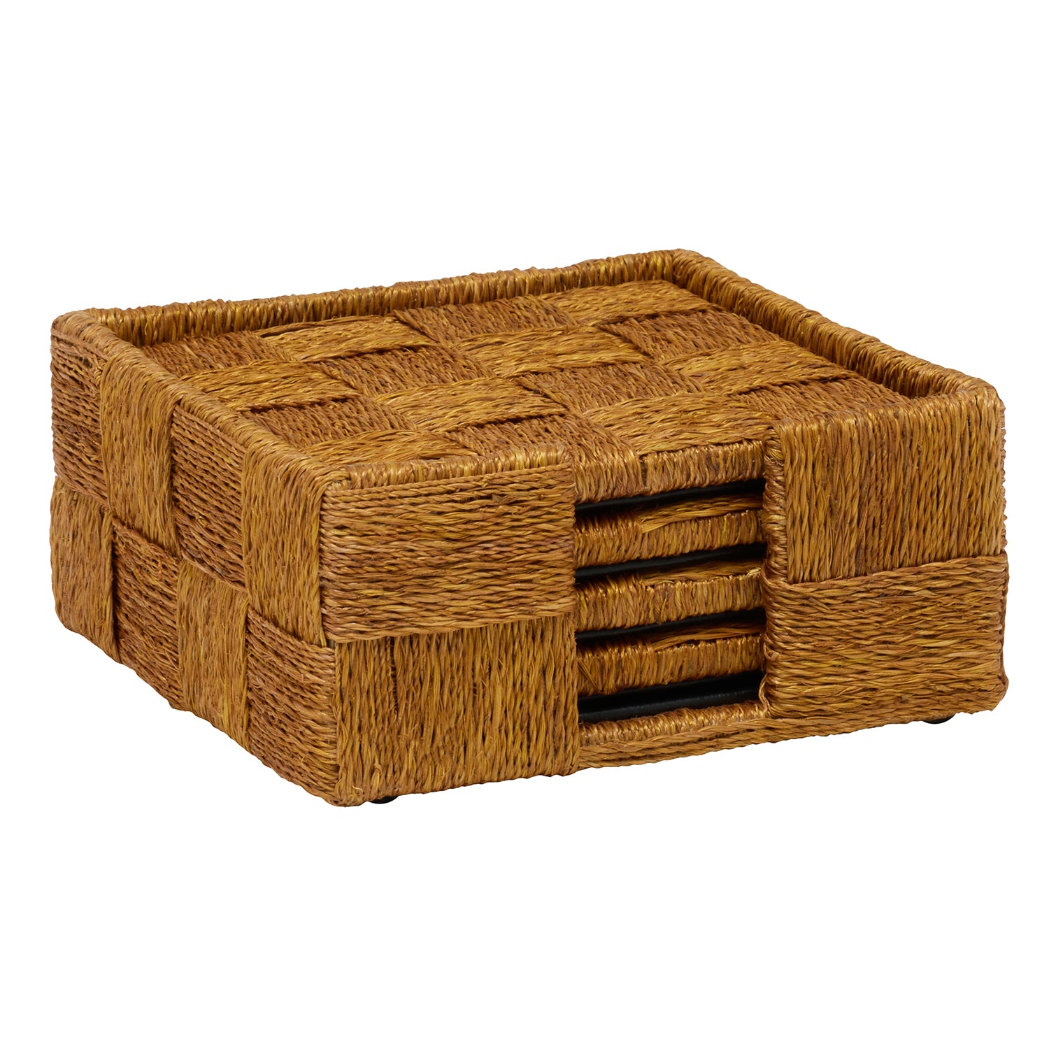 Jasby Mustard Woven Coasters Set/6 - Thumbnail 2