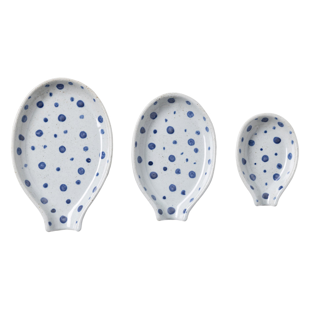 Jemma Blue/White Salt Glaze Dots Spoon Rests Set/3