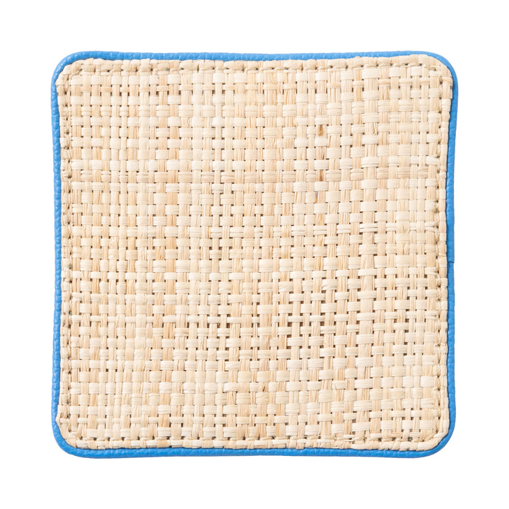 Kenneth Natural/Bright Blue Coasters w/ Strap Set Of 6