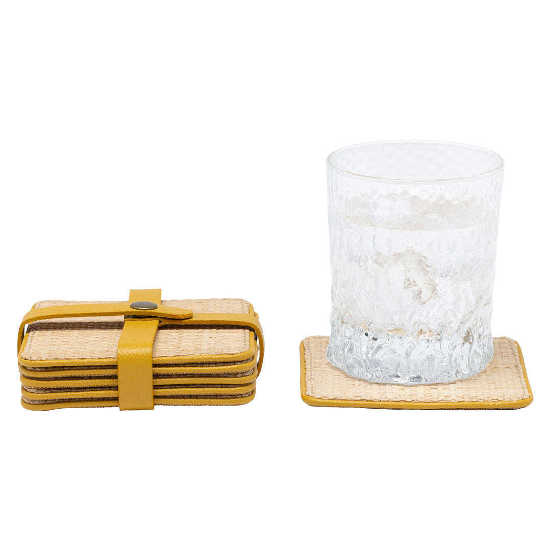 Kenneth Natural/Dandelion Coasters w/ Strap Set Of 6