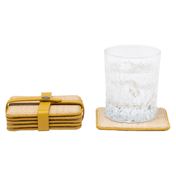 Kenneth Natural/Dandelion Coasters w/ Strap Set Of 6