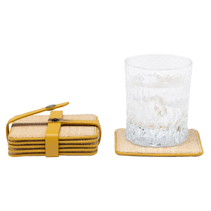 Kenneth Natural/Dandelion Coasters w/ Strap Set Of 6