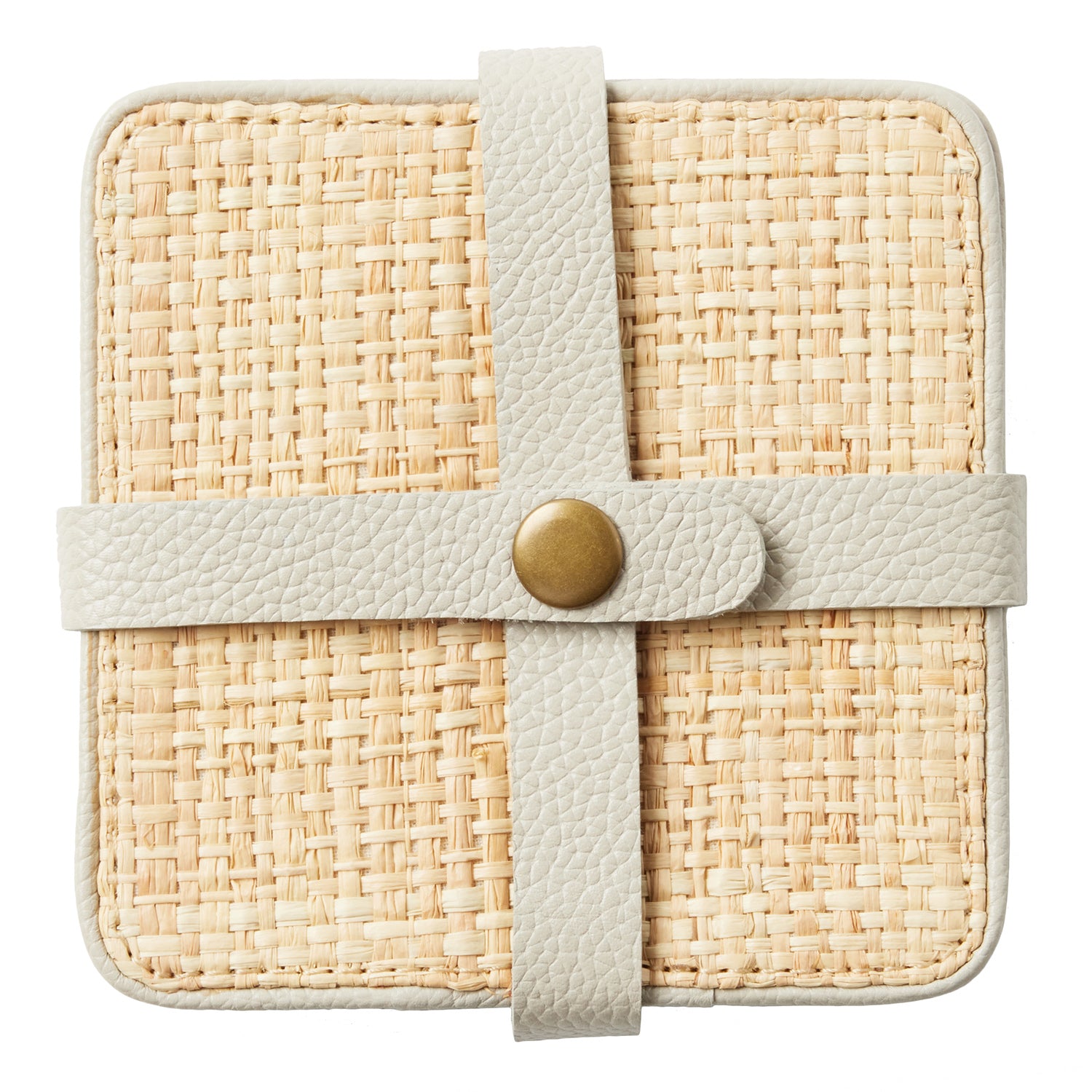 Kenneth Natural/Light Gray Coasters w/ Strap Set Of 6 - Thumbnail 3