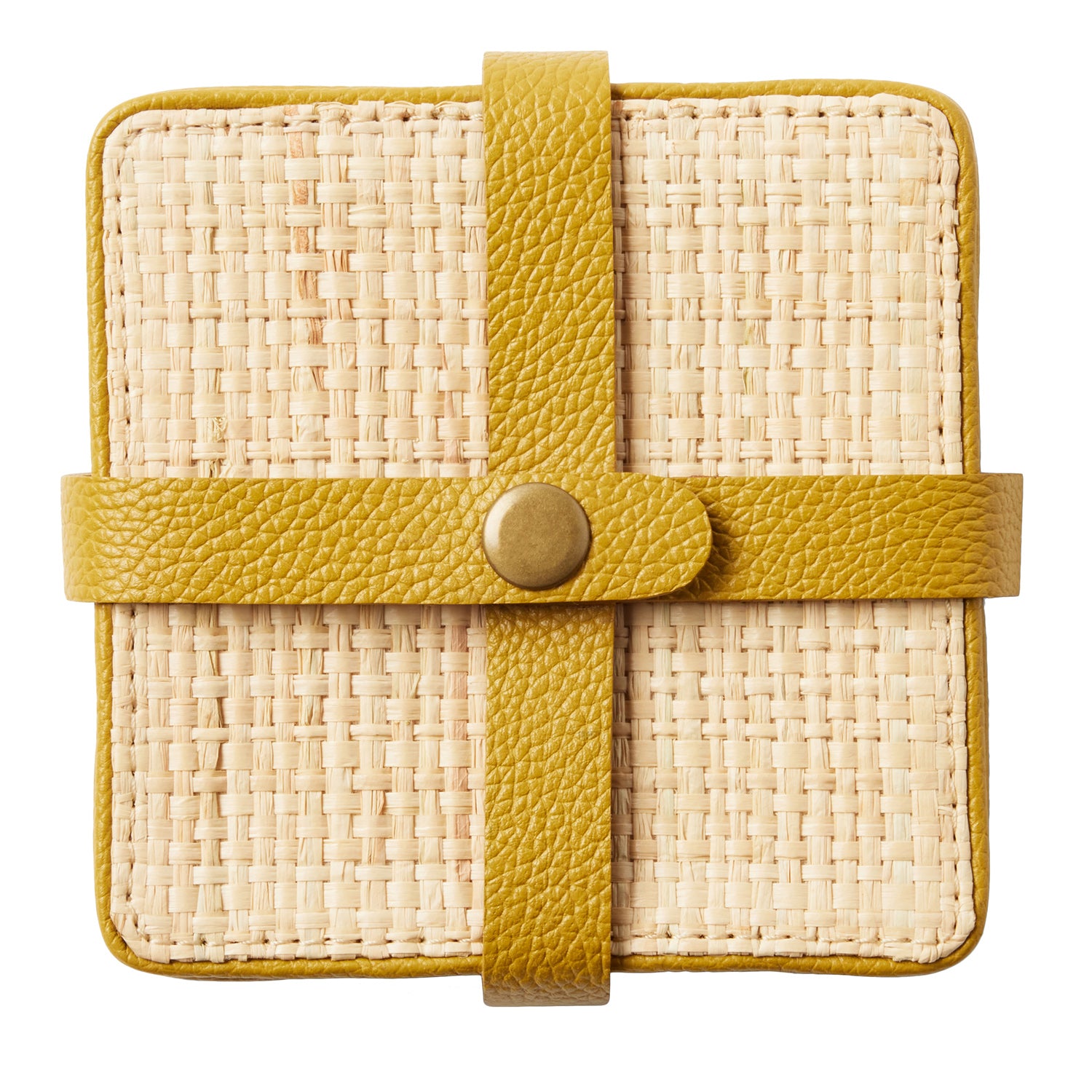Kenneth Natural/Mustard Coasters w/ Strap Set Of 6 - Thumbnail 2
