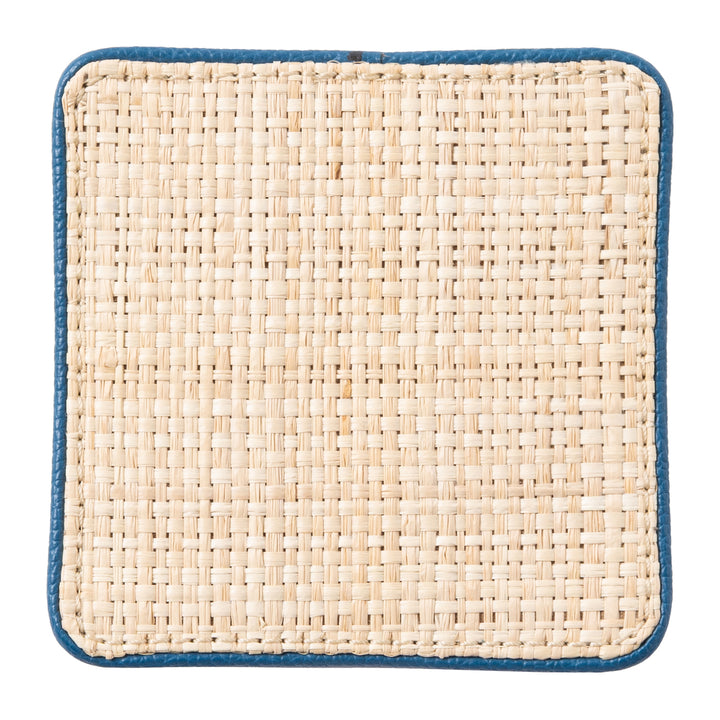 Kenneth Natural/Peacock Blue Coasters w/ Strap Set Of 6