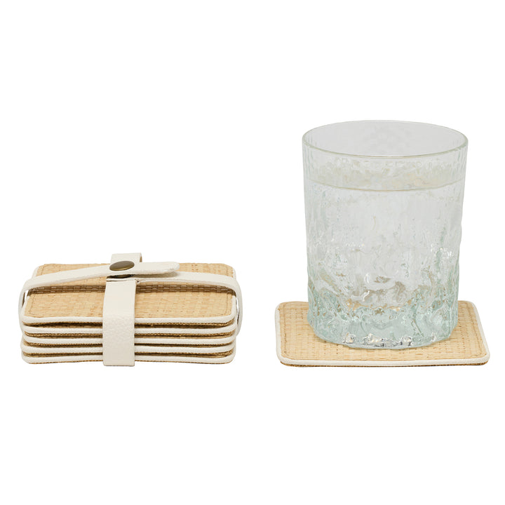 Kenneth Natural/White Coasters w/ Strap Set Of 6