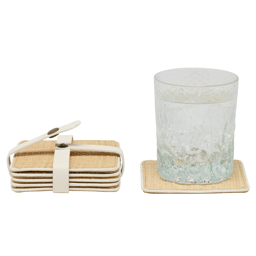 Kenneth Natural/White Coasters w/ Strap Set Of 6