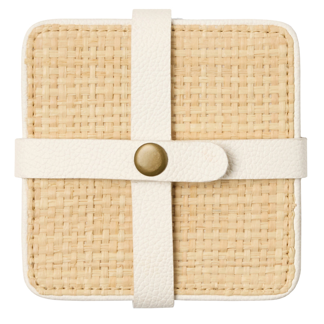 Kenneth Natural/White Coasters w/ Strap Set Of 6