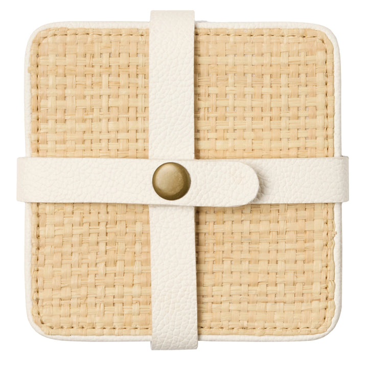 Kenneth Natural/White Coasters w/ Strap Set Of 6