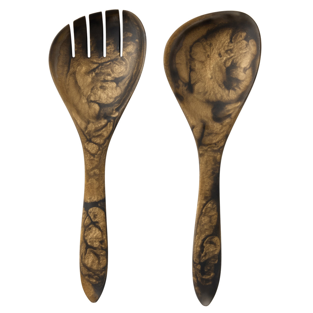 Laney Black/Gold Swirled 2-Piece Serving Set