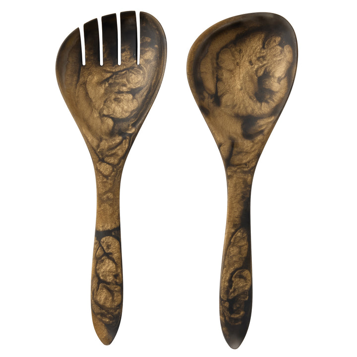 Laney Black/Gold Swirled 2-Piece Serving Set