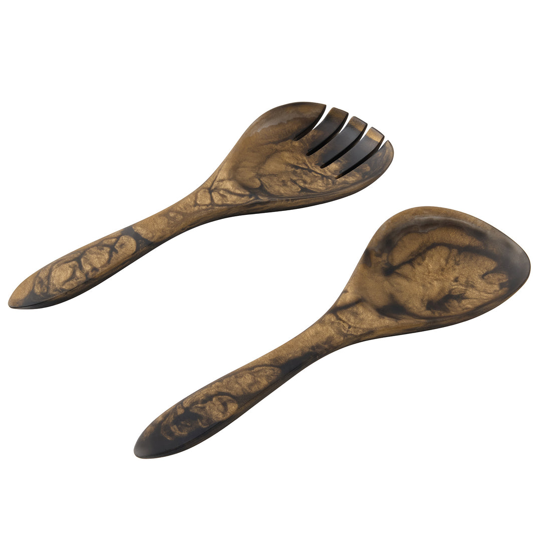 Laney Black/Gold Swirled 2-Piece Serving Set