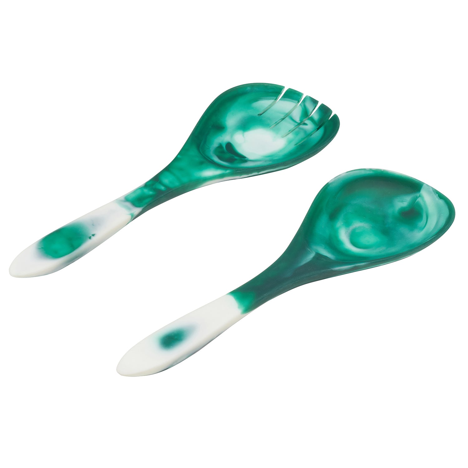 Laney Dark Green Swirled 2-Piece Serving Set