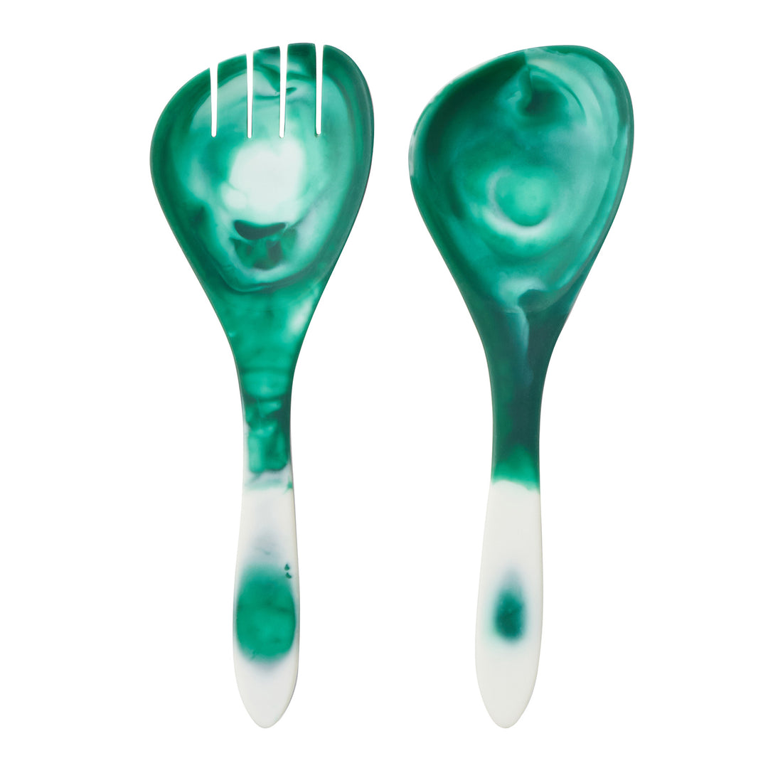 Laney Dark Green Swirled 2-Piece Serving Set