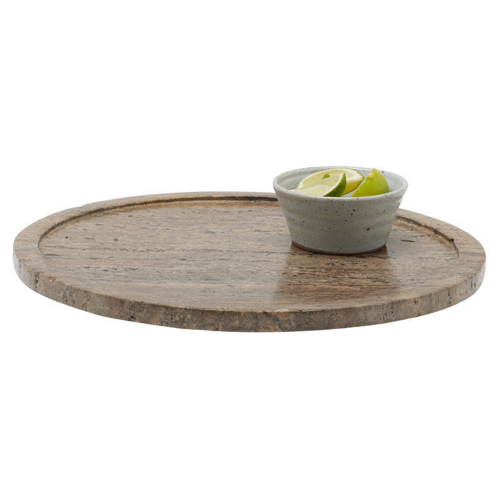 Laura Gray Travertine Lazy Susan 18"D