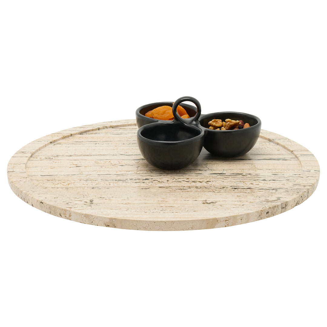 Laura Silver Travertine Lazy Susan 18"D