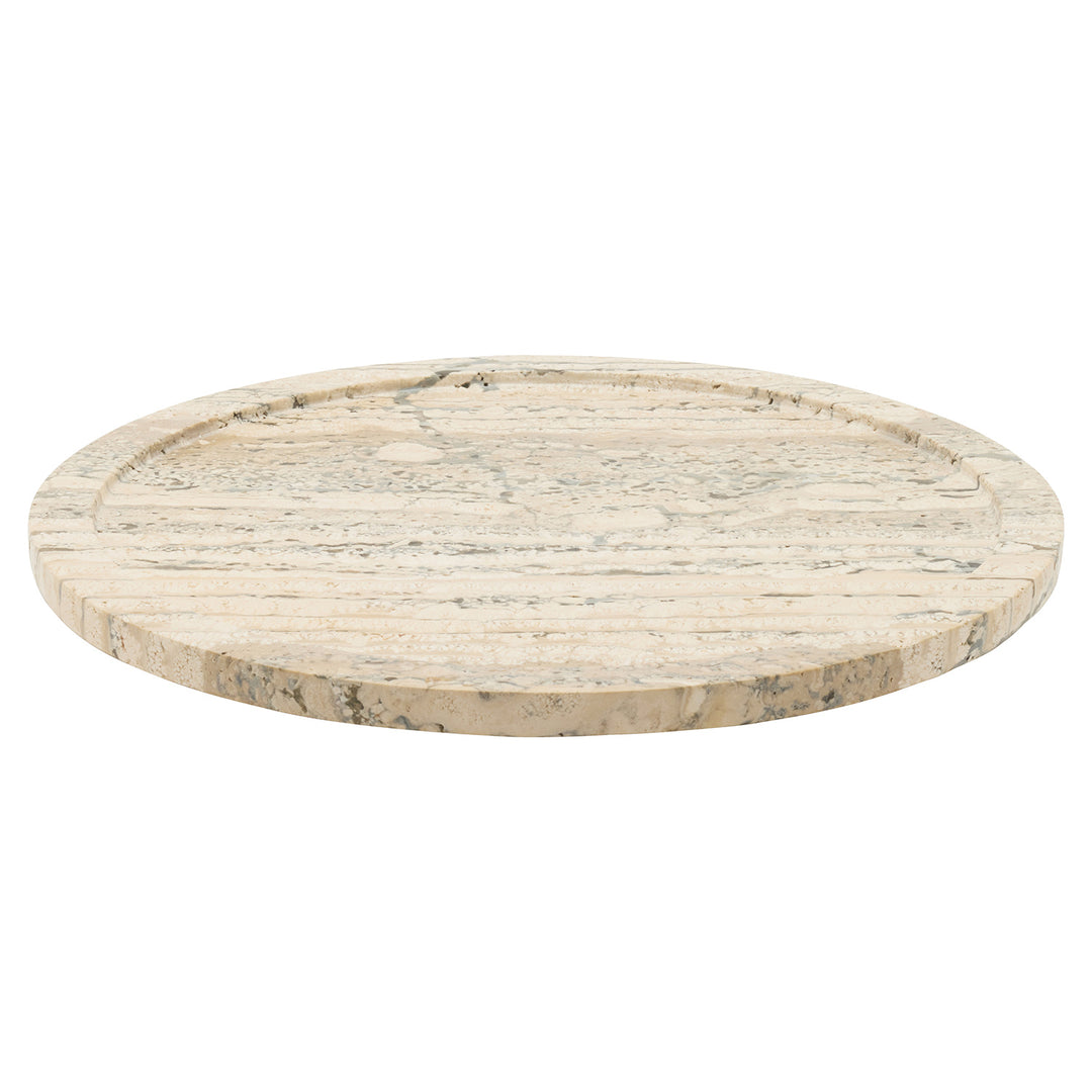 Laura Silver Travertine Lazy Susan 14"D