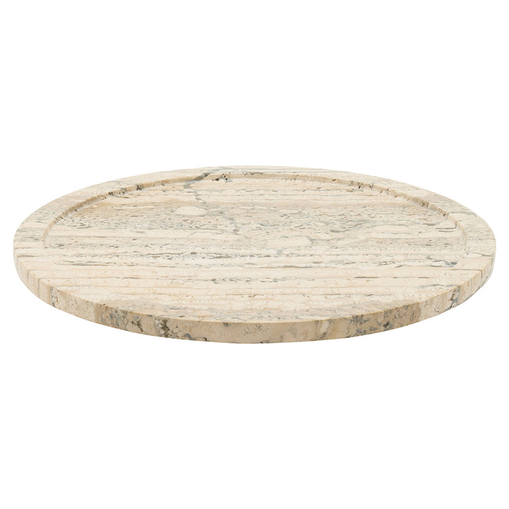 Laura Silver Travertine Lazy Susan 14"D