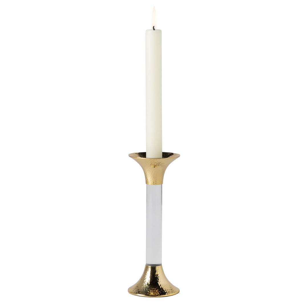 Leopold Clear Gold Brass/Acrylic Candle Holders Set/3