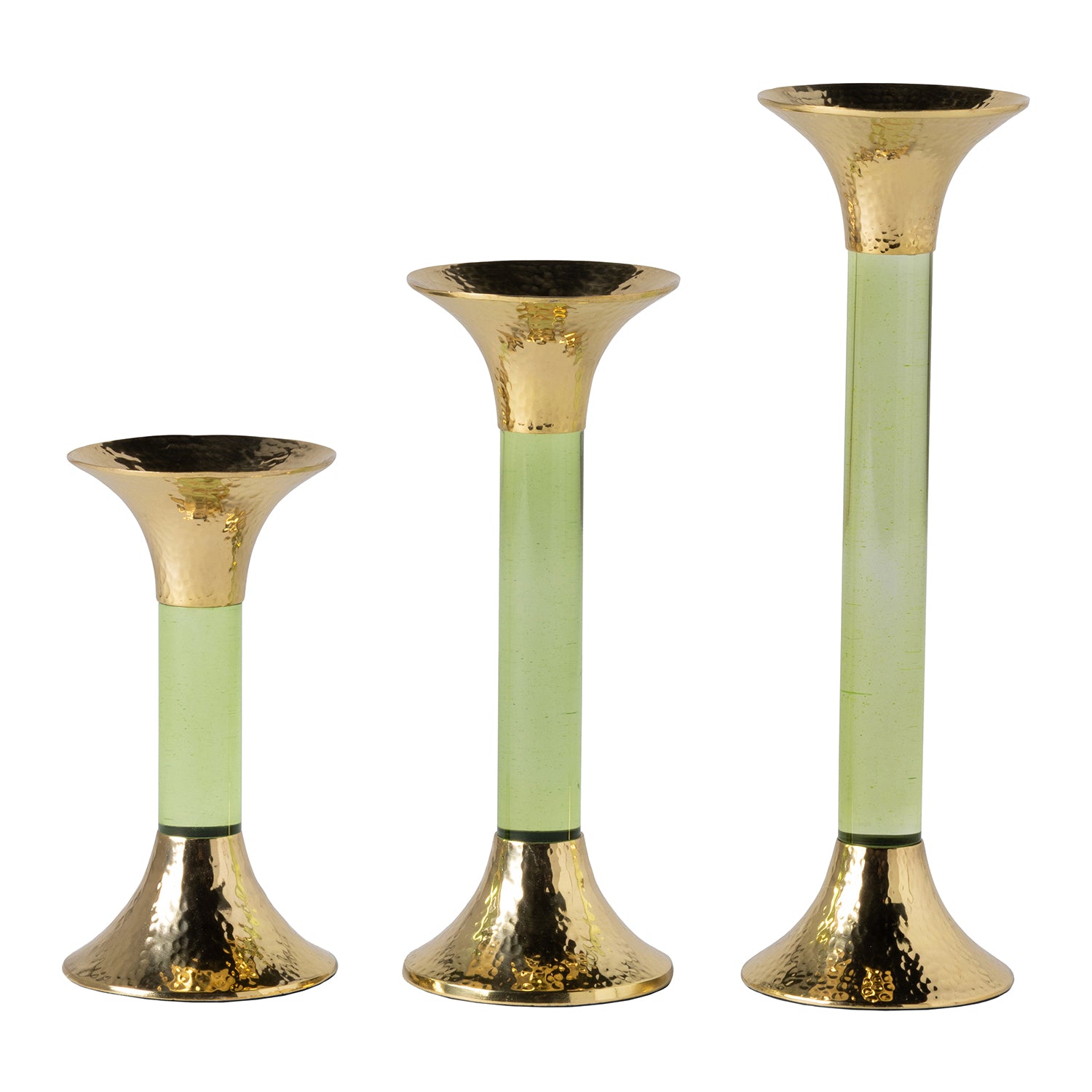 Leopold Smoke Gold Brass/Acrylic Candle Holders Set/3 - Thumbnail 2