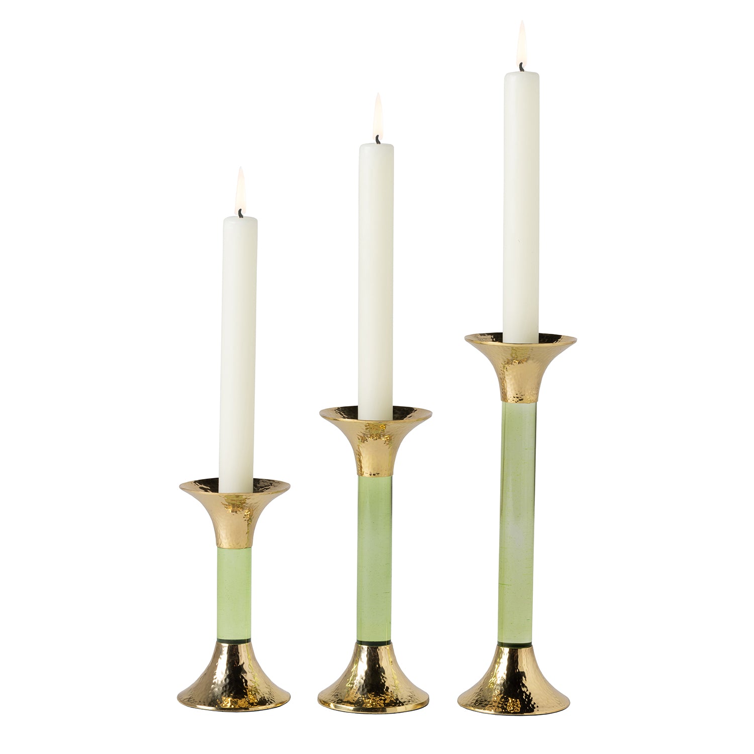 Leopold Smoke Gold Brass/Acrylic Candle Holders Set/3 - Thumbnail 4