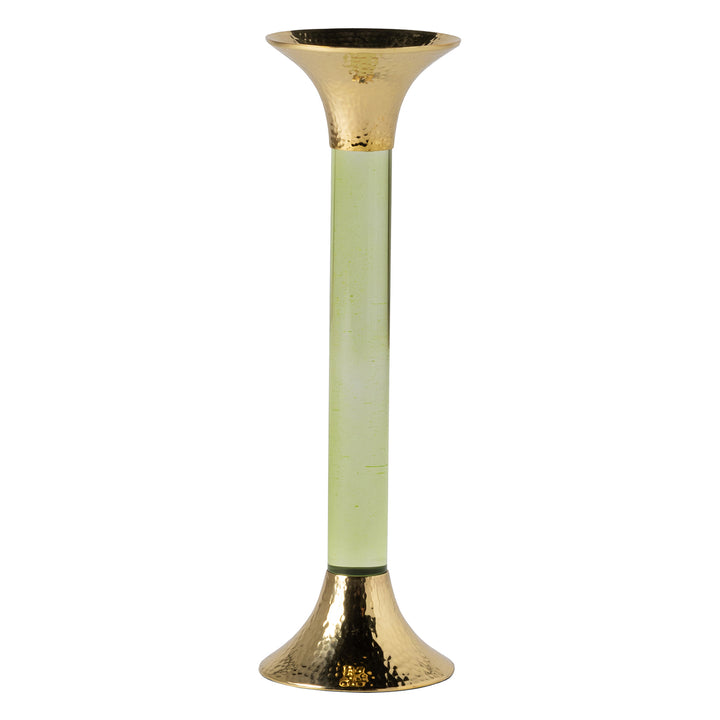 Leopold Lime Gold Brass/Acrylic Candle Holders Set/3