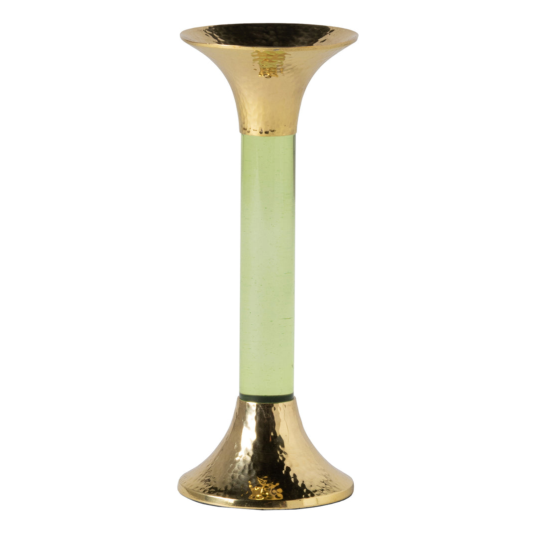 Leopold Lime Gold Brass/Acrylic Candle Holders Set/3