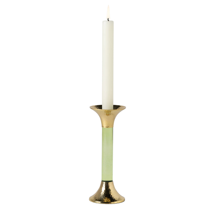 Leopold Lime Gold Brass/Acrylic Candle Holders Set/3