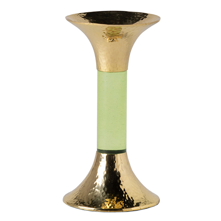 Leopold Lime Gold Brass/Acrylic Candle Holders Set/3