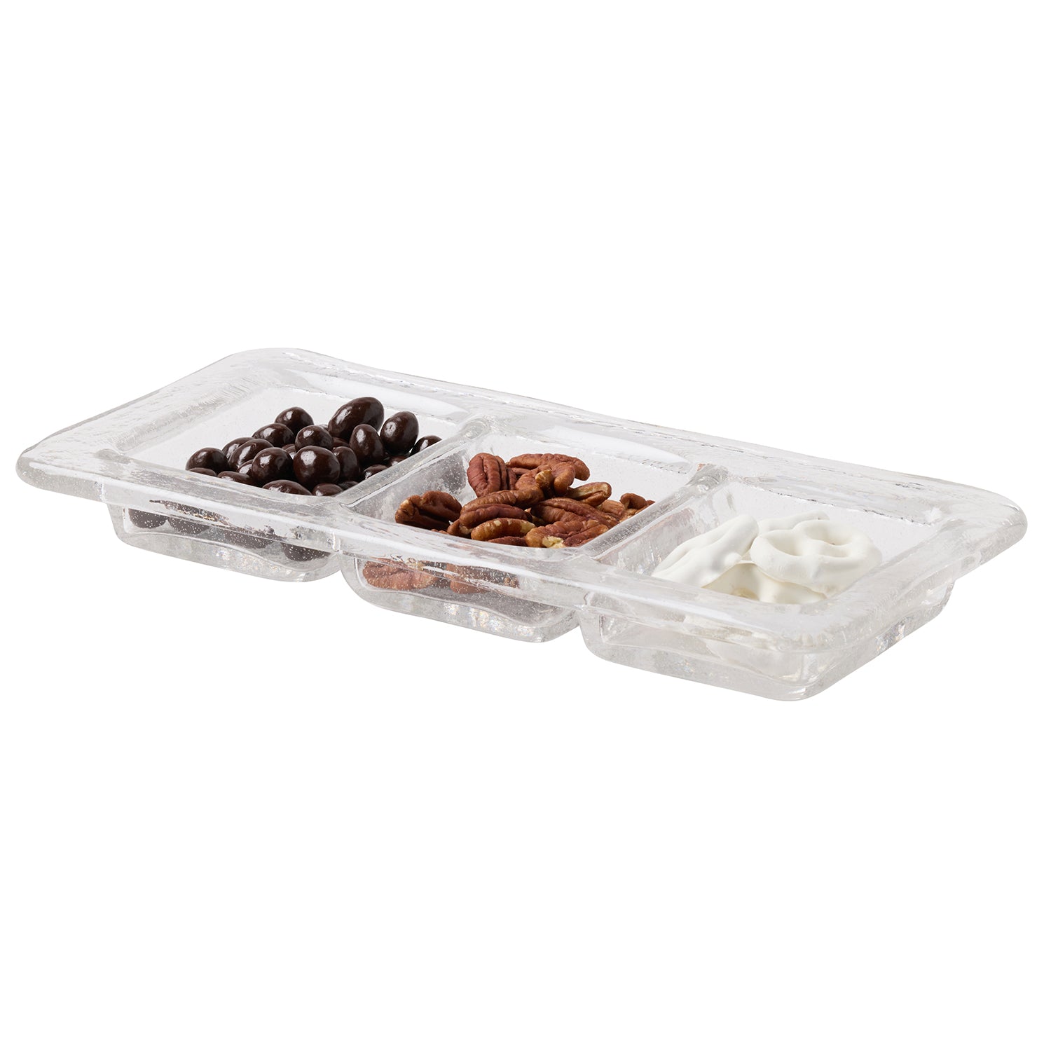 Livingston Hand Pressed Glass Clear Snack Tray - Thumbnail 5