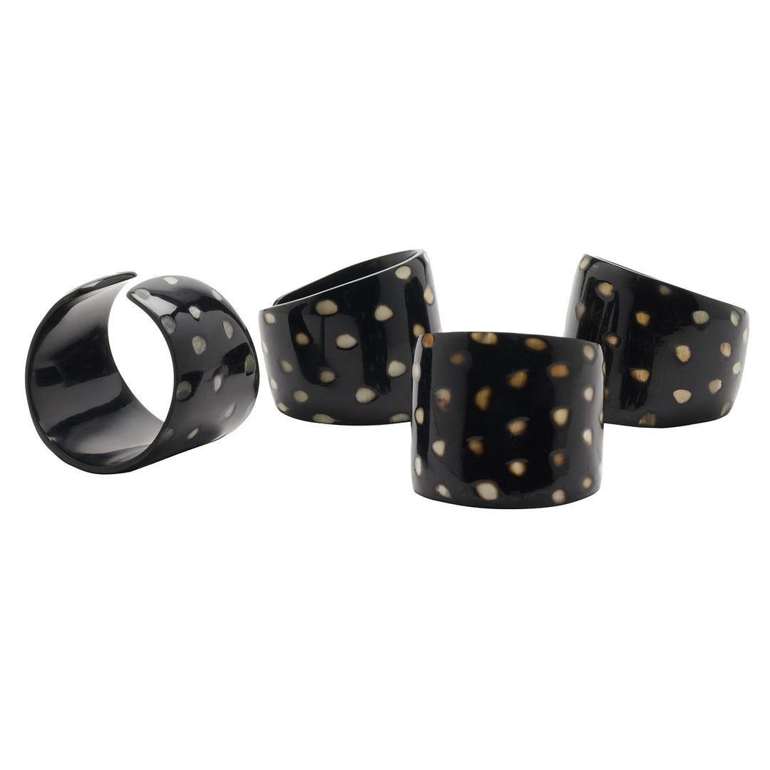 Logan Black Horn Napkin Ring Set/4