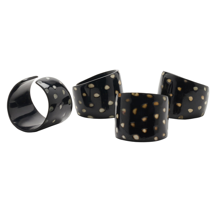 Logan Black Horn Napkin Ring Set/4