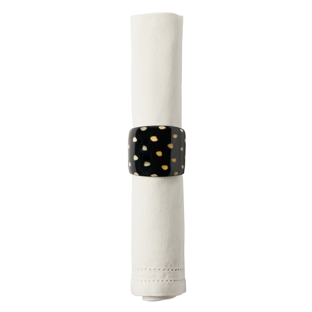 Logan Black Horn Napkin Ring Set/4