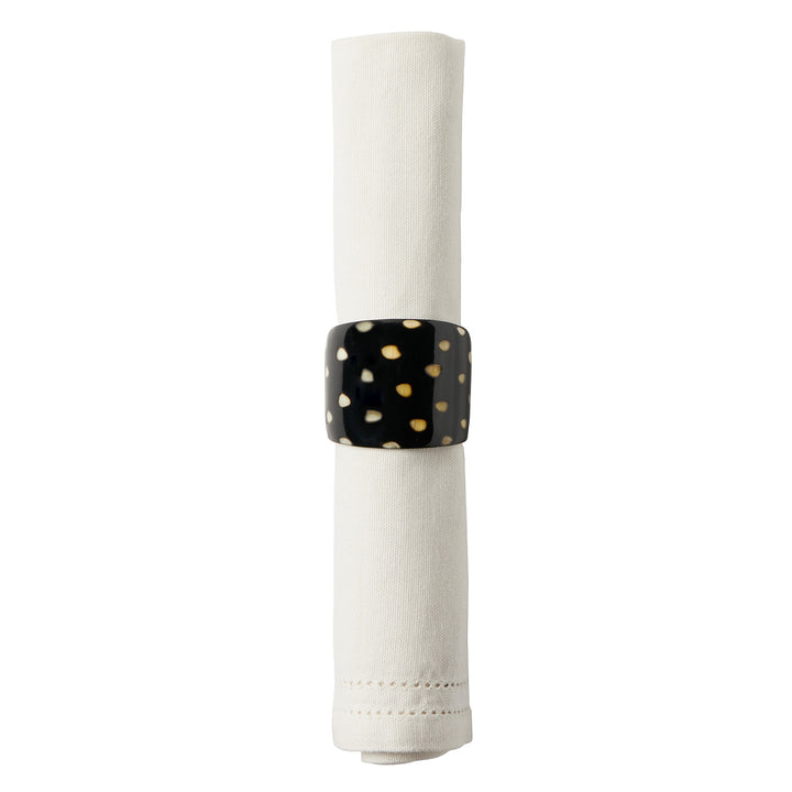 Logan Black Horn Napkin Ring Set/4