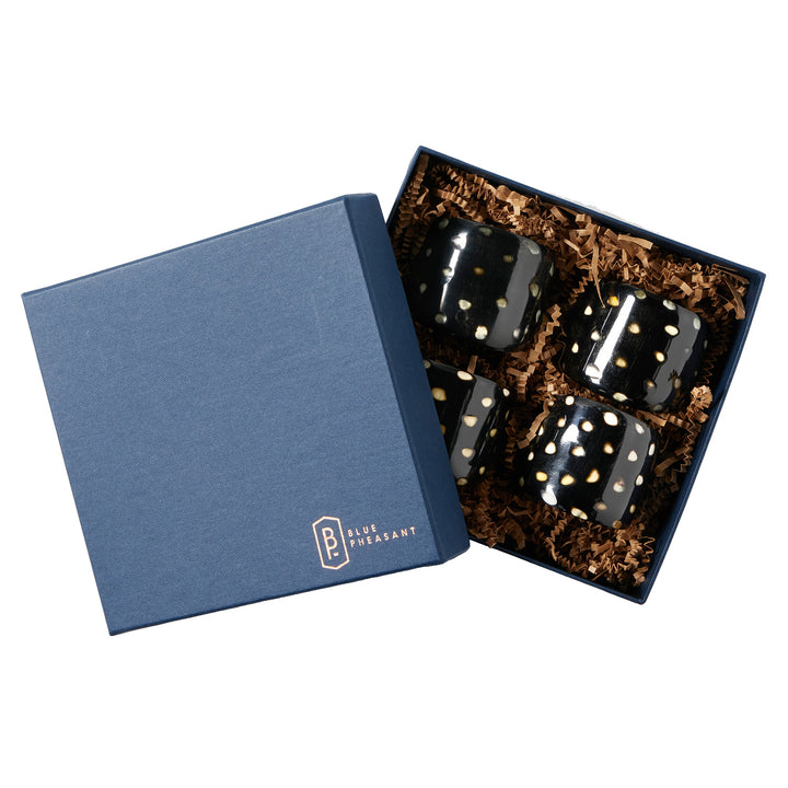 Logan Black Horn Napkin Ring Set/4