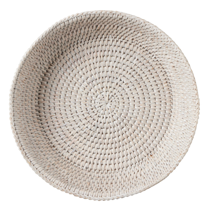 Londyn Whitewashed Rattan Small Footed Serving Bowl
