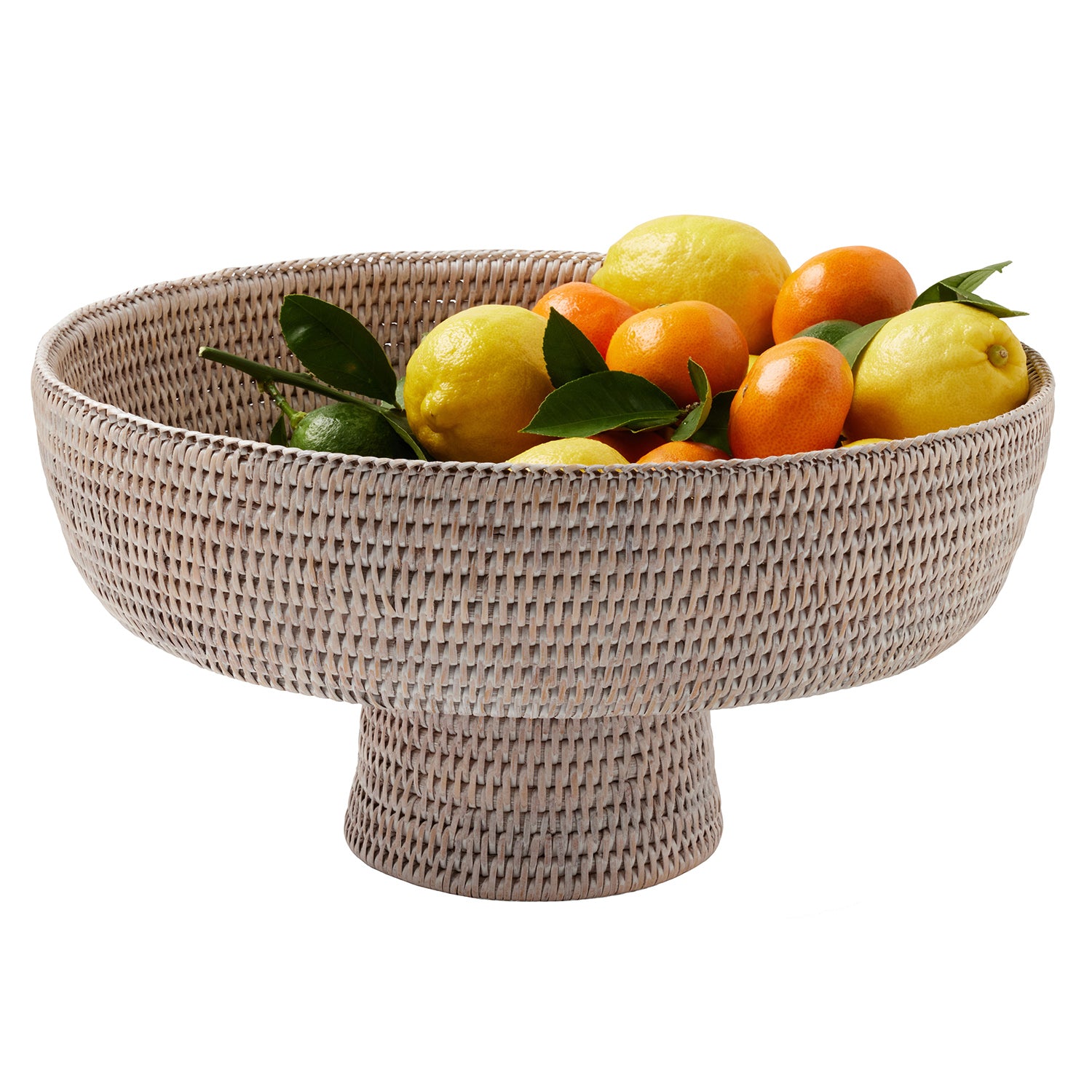 Londyn Whitewashed Rattan X-Large Footed Serving Bowl - Thumbnail 3