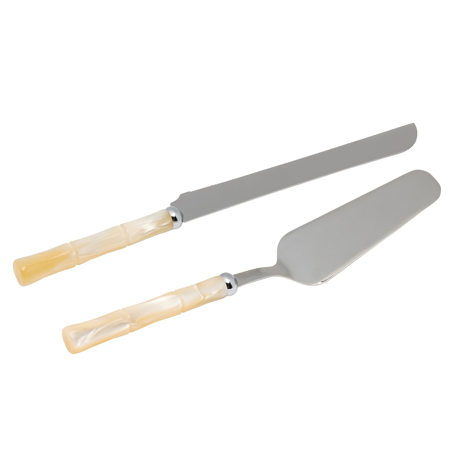 Lulu Ivory/Polished Silver 2-Piece Serving Set - Thumbnail 2