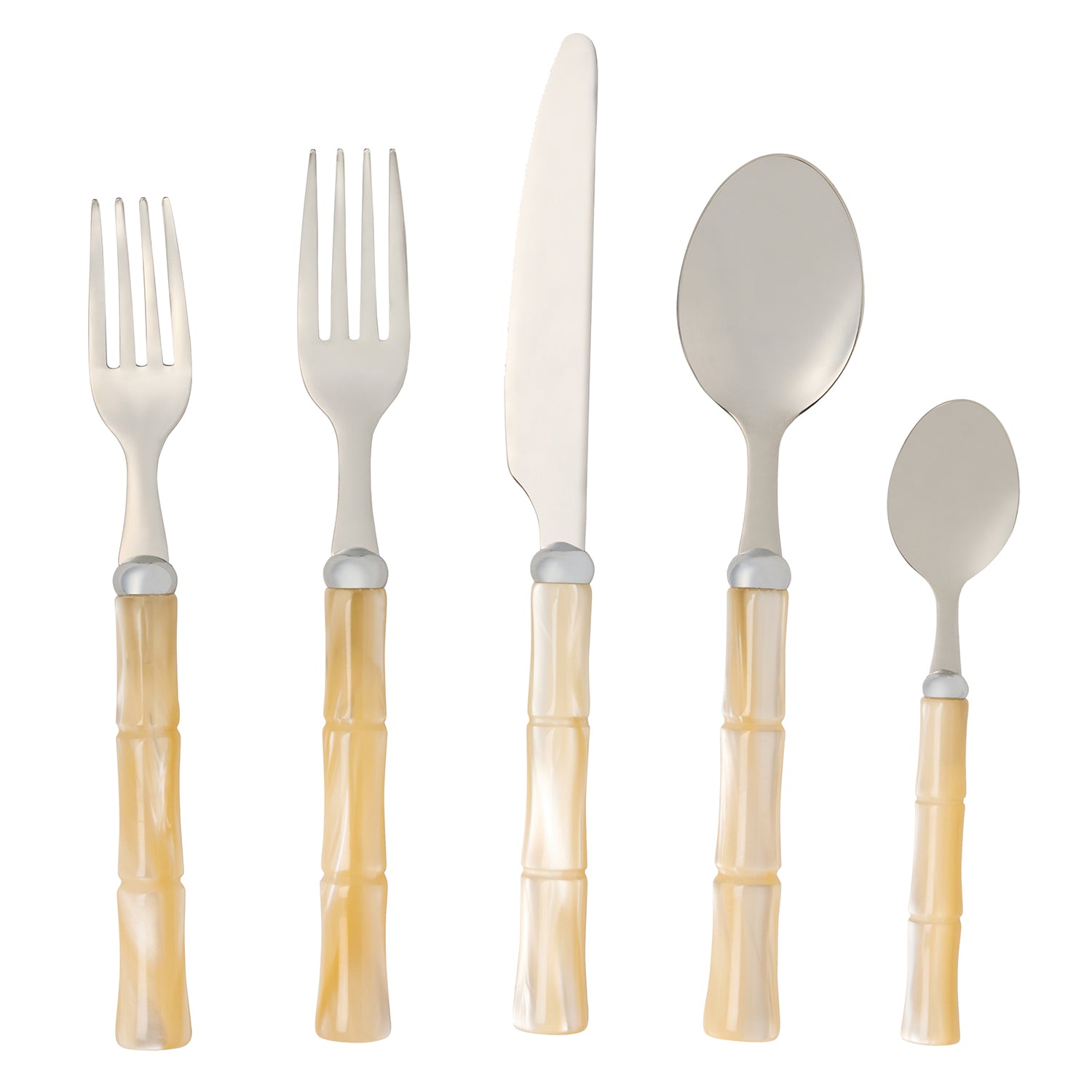 Lulu Ivory/Polished Silver Flatware Set/5 - Thumbnail 2