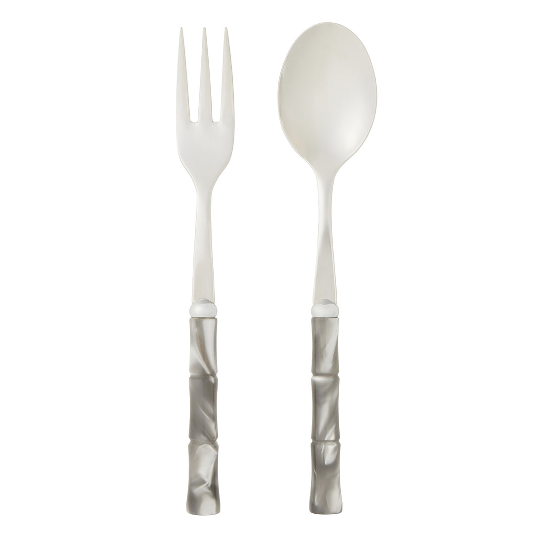 Lulu Polished Silver/Clear Gray Serving Set/2