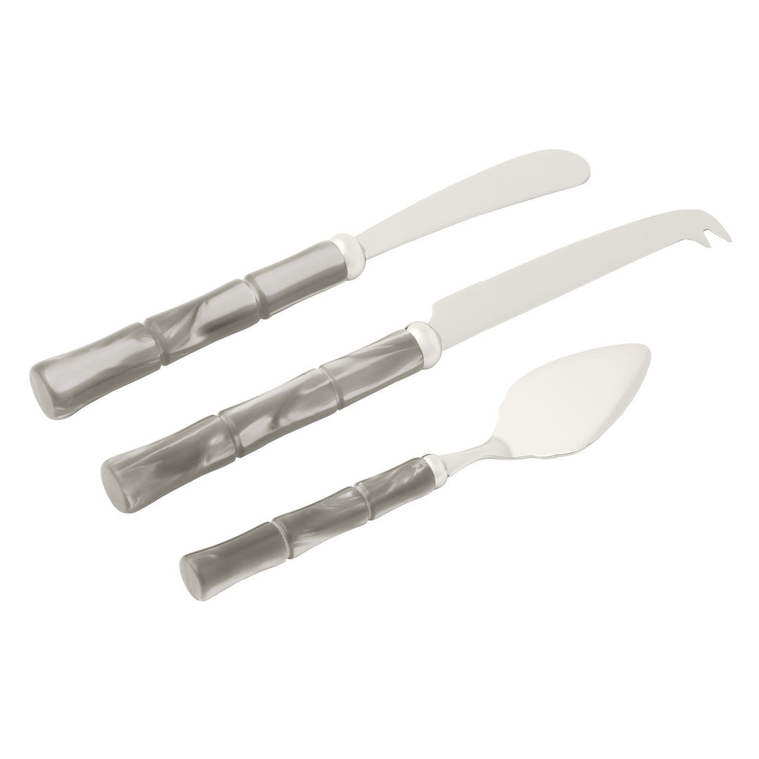 Lulu Polished Silver/Clear Gray 3-Piece Cheese Knife Set